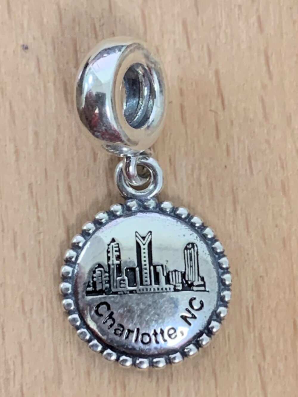 Pandora Charlotte, NC USA Travel Destination Dangle Charm, S925 Silver Bracelets